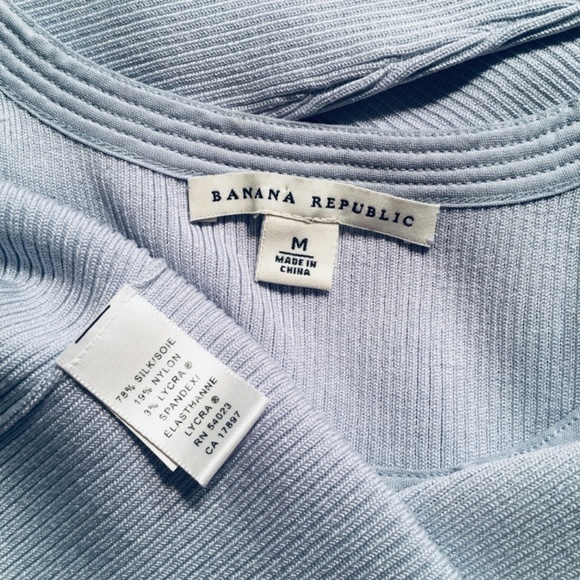 BANANA REPUBLIC Silk Blend SPRING SUMMER Henley Pullover SWEATER, BLUE, Size M - Picture 3 of 8